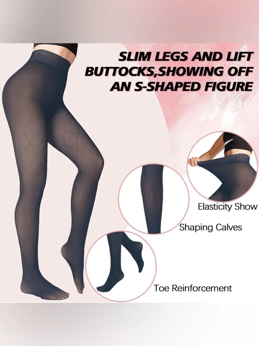 I7 NIB UniikStuff Women’s Fleece Lined Tights, Gray Fishnet - Size: Medium